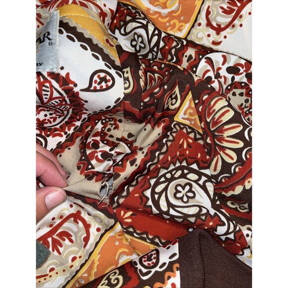 Vintage Jacket Button Up Vtg 60s 70s Polyester Pointed Collar Brown Est M/L - Picture 7 of 9